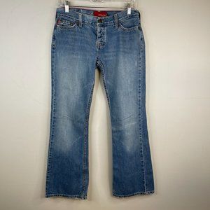 Hollister Womens Boot Cut Jeans 5 Short Mid Rise Medium Wash Logo